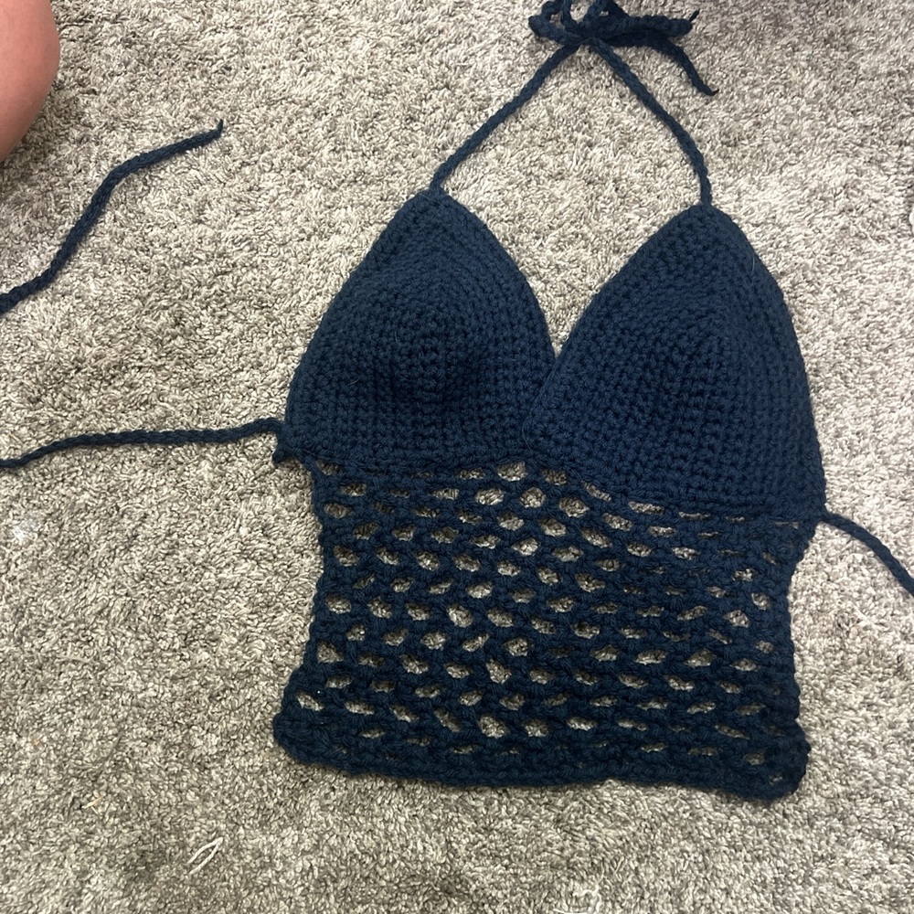 Handmade Navy Crochet Tank Top